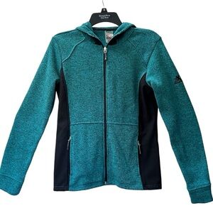 Womens ZEROXPOSUR Jasper/Teal Knit Fleece Performance Full Zip Jacket Size S